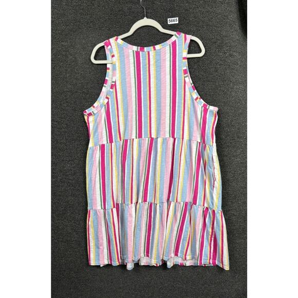 Gap Aline Dress Womens Size XXL Pink Striped Tiered Sundress Sleeveless Flare - Picture 1 of 7